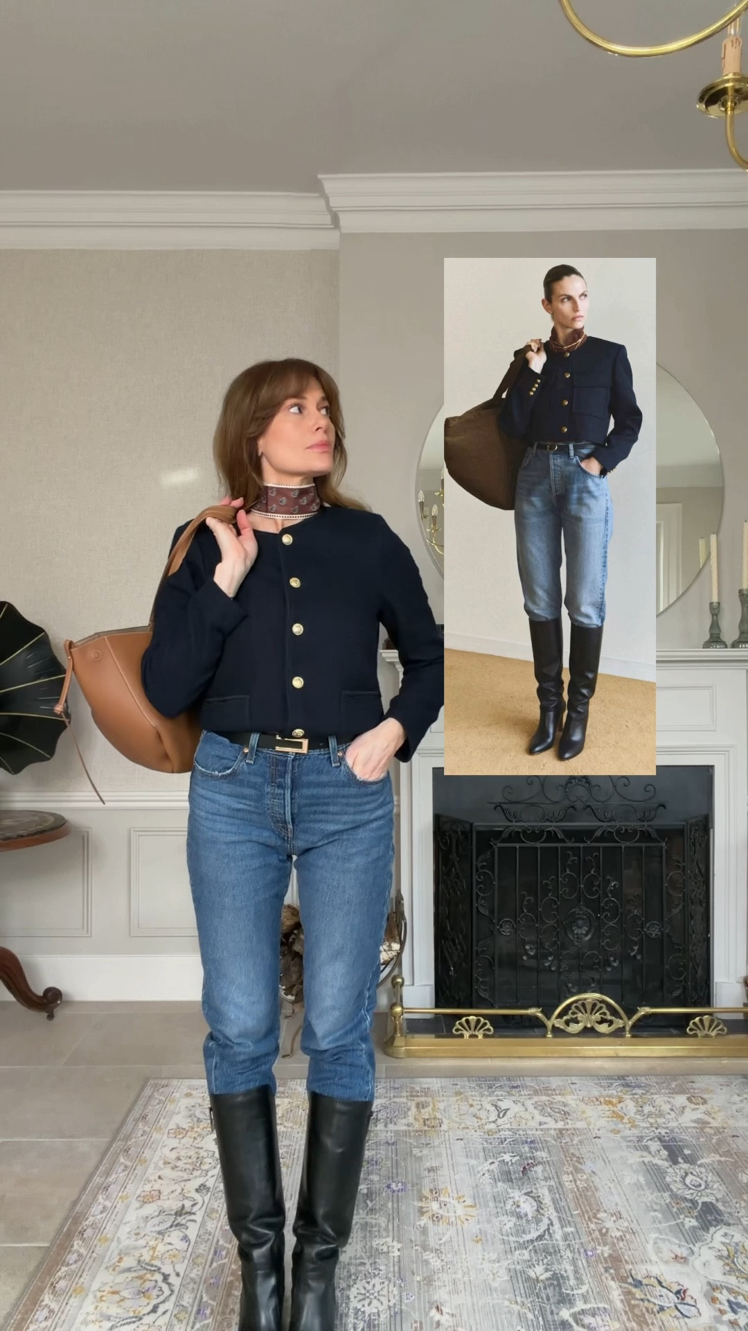 Pinterest look 
Levi 501’s 
Boucle jacket
Polene bag
Silk neck scarf 
Knee high boots


#LTKstyletip #LTKuk