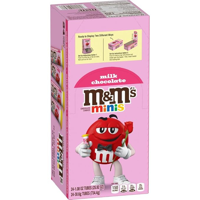 M&M'S Valentine's MINIS Milk Chocolate Candy, Valentine Chocolate Candy Gifts Bulk, 1.08 Ounce Tu... | Amazon (US)