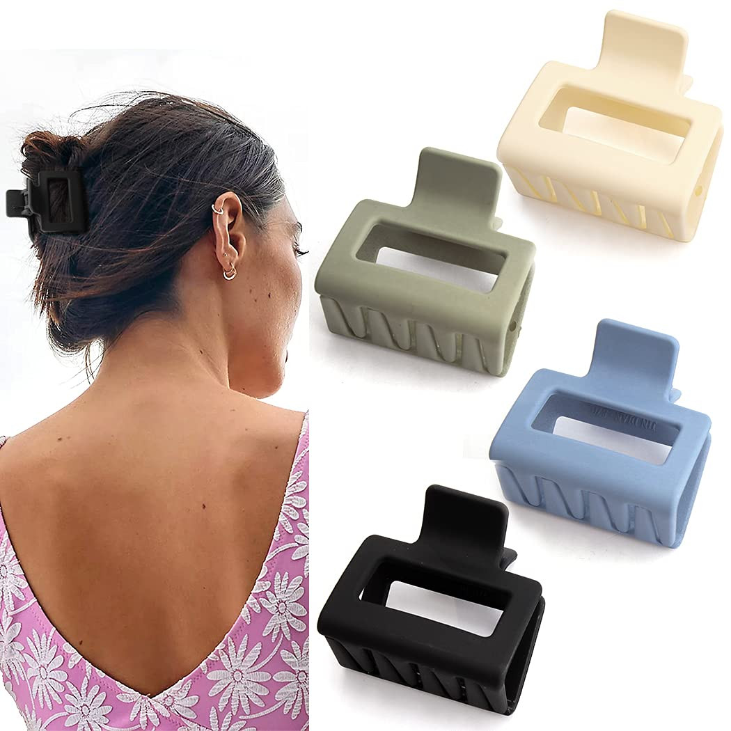Canitor 4 PCS Hair Claw Clips Hair Clips for Thin Hair Small Hair Clips Square Claw Clips Barrett... | Amazon (US)