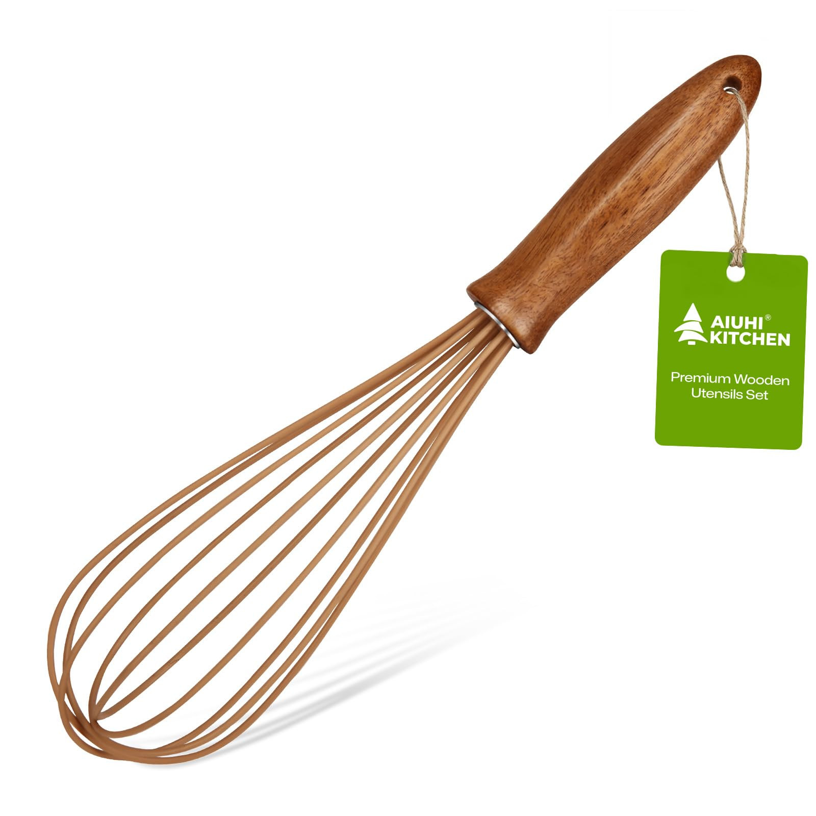 AIUHI Silicone Whisk with Wood Handle, 11.2" Balloon Egg Beater, Lightweight Kitchen Whisk for Bl... | Amazon (US)