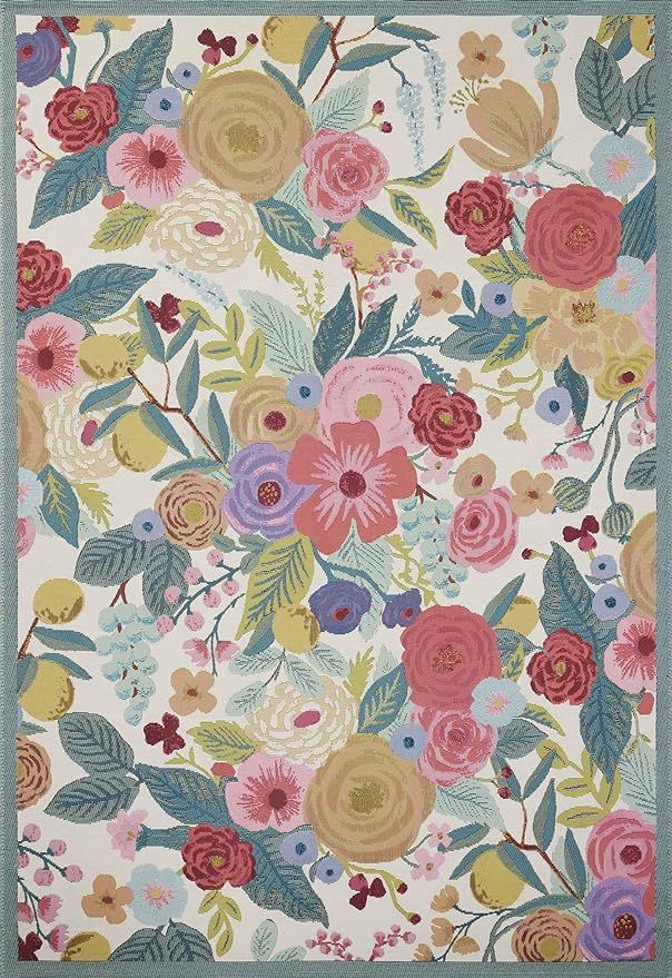 Loloi Rifle Paper Co. Perennial Collection Garden Party PRN-04 Rose / Multi 6'-7" x 9'-4" Indoor/... | Amazon (US)