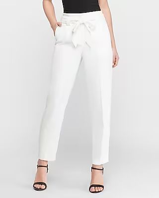 High Waisted White Paperbag Ankle Pant White Women's 0 Long | Express