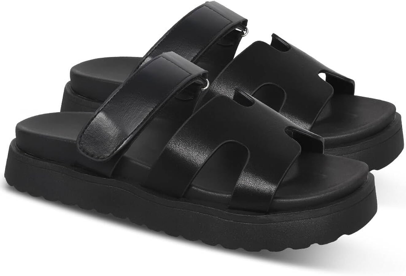 Womens Fashion Platform Sandals Comfy for Woman Slip On Thick Sole Slide Sandals Open Toe Non Sli... | Amazon (US)
