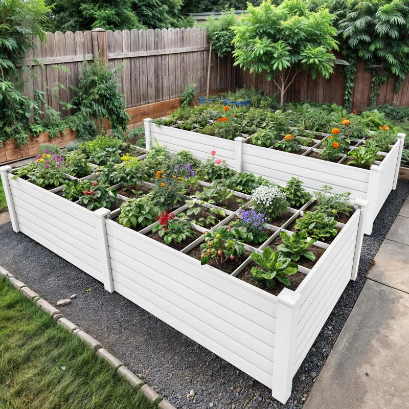 Lark Manor™ Raised Garden Bed 4x4x2ft with Growth Grid, Large Resin Vinyl Above Ground Planter ... | Wayfair North America