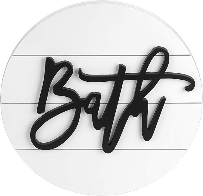 Modern Rustic 3D Bath Sign,Shiplap Farmhouse Bathroom Round Sign for Wall Hanging Decor, Handcraf... | Amazon (US)