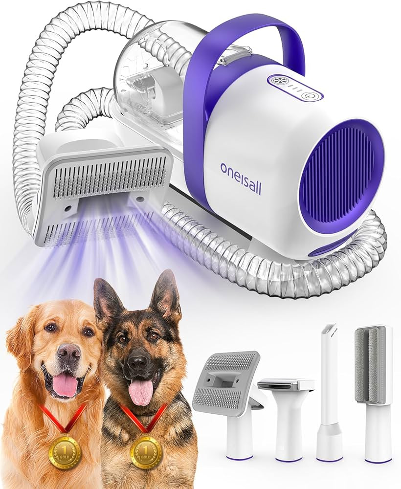oneisall Dog Vacuum Brush for Shedding Grooming & 4 pcs Pet Grooming Vacuum Tools, 1.5L Dog Hair ... | Amazon (US)