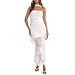 Women's Mesh Floral Strapless Wedding Guest Formal Maxi Dress with Scarf | Amazon (US)