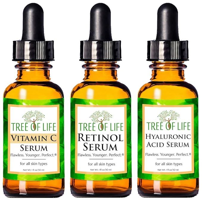 Anti Aging Serum 3-Pack for Face - Vitamin C Serum, Retinol Serum, Hyaluronic Acid Serum - Face S... | Amazon (US)