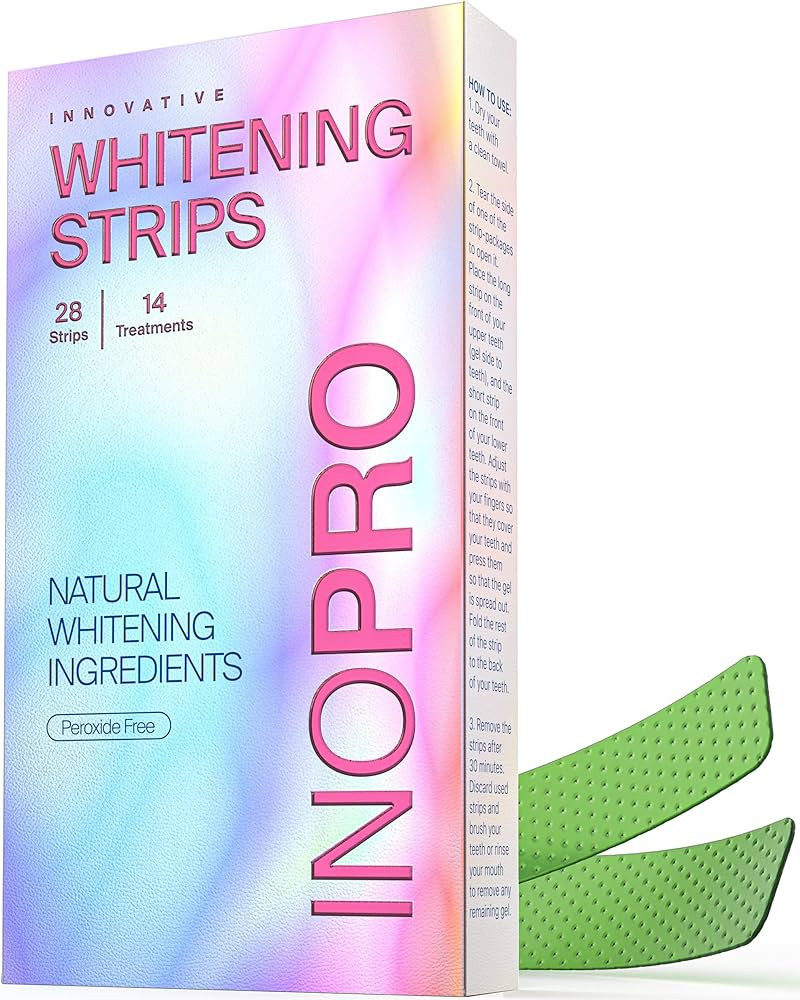 InoPro Teeth Whitening Strips Treatments Kit - Enamel Safe Teeth Whitener, Peroxide-Free, Green W... | Amazon (US)