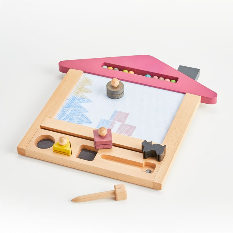 kiko+ & gg Oekaki Wooden House Magic Drawing Board + Reviews | Crate & Kids | Crate & Barrel