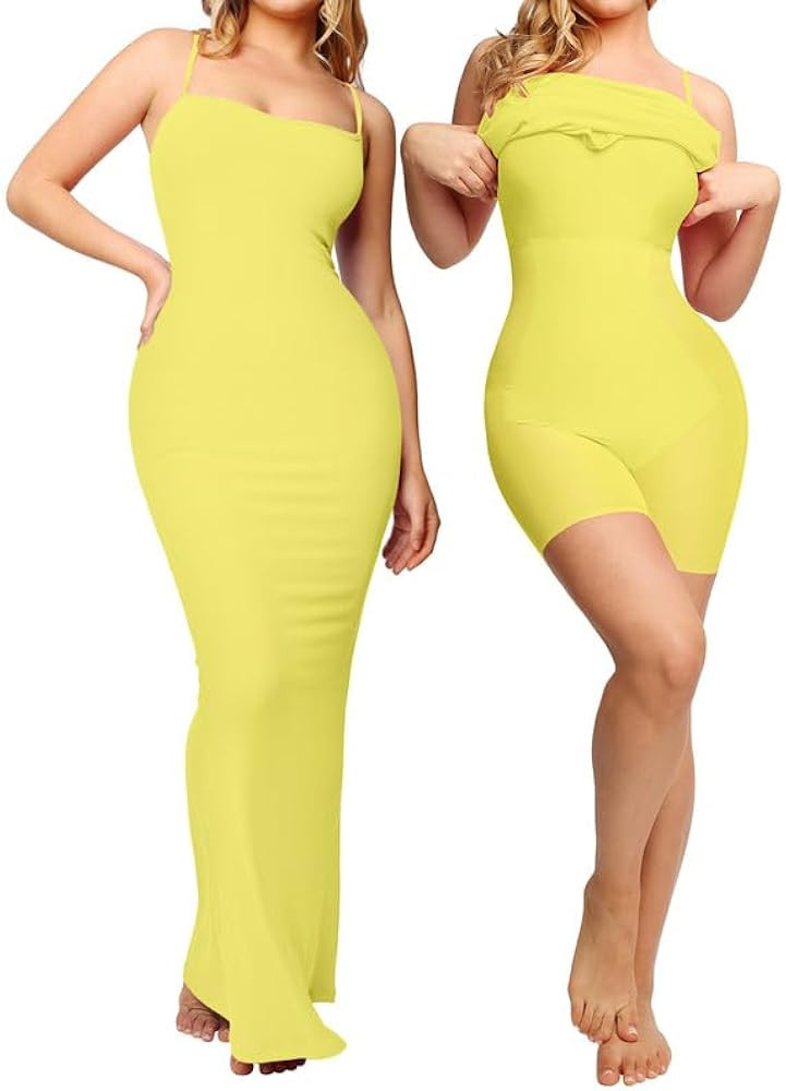 Popilush The Shapewear Dress Womens Summer Long Dresses Built-in Bra Slip Bodycon Maxi Dress with... | Amazon (US)