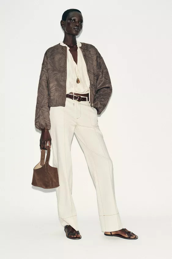 EMBROIDERED FAUX SUEDE BOMBER JACKET | Zara US