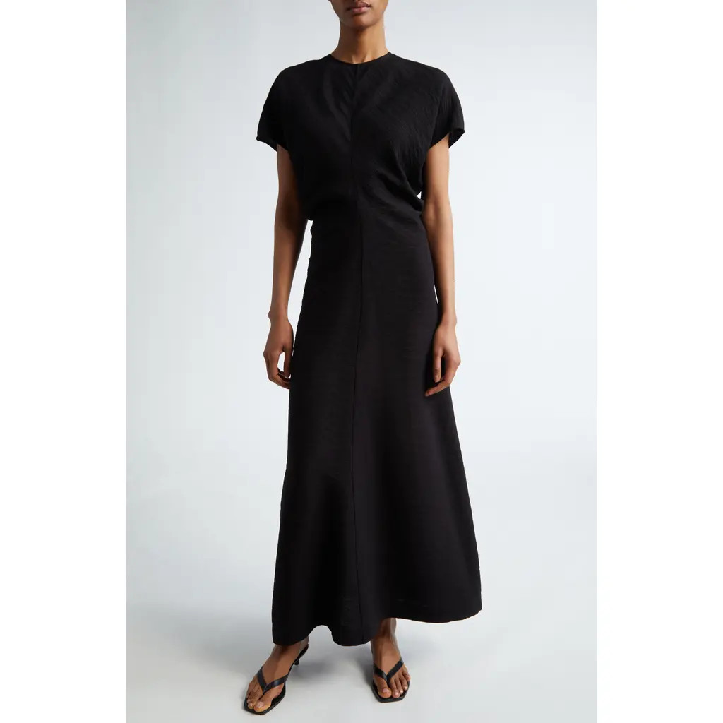 TOTEME Crinkle Texture Knit Maxi Dress in Black at Nordstrom, Size 4 Us | Nordstrom