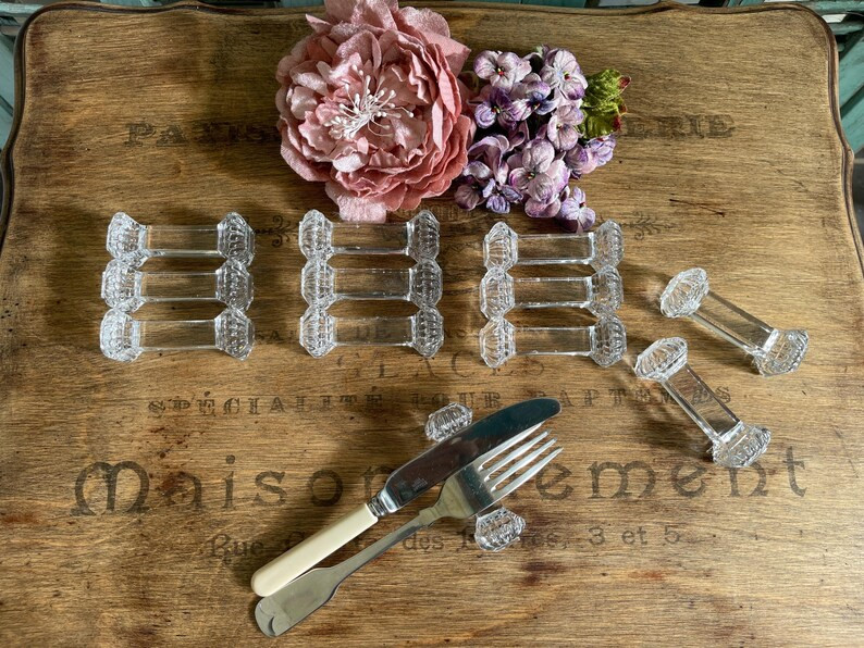 FRENCH CUTLERY RESTS Vintage Art Deco Glass Knife Rest Set - Etsy | Etsy (US)