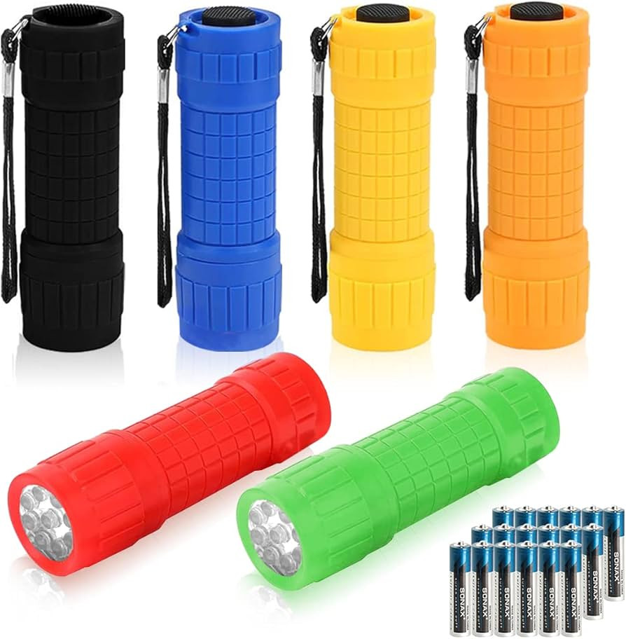 Whaply 6-Pack Small Mini Flashlight Set, 9-LED Handheld Flashlight with Lanyard,18-Pack AAA Batte... | Amazon (US)