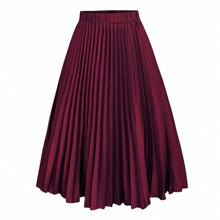 Plus Size Womens Elastic Waistline Pleated Skirt | SHEIN