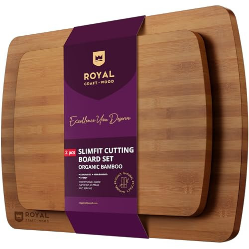 Wooden Cutting Boards for Kitchen Meal Prep & Serving - Bamboo Wood Cutting Board Set - Charcuterie & Chopping Butcher Block for Meat - Kitchen Gadgets Gift | Amazon (US)