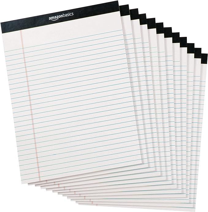Amazon Basics 50-Sheet Legal Note Pad, Wide Ruled, 8.5 x 11.75 Inches, White - Pack of 12 | Amazon (US)