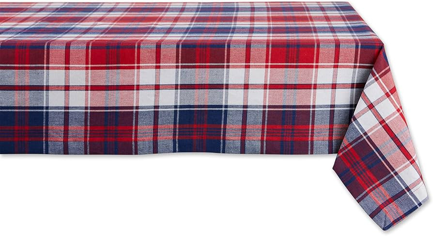 DII Americana Plaid, Table Top Collection, Tablecloth, 60x84, Red, White, & Blue | Amazon (US)