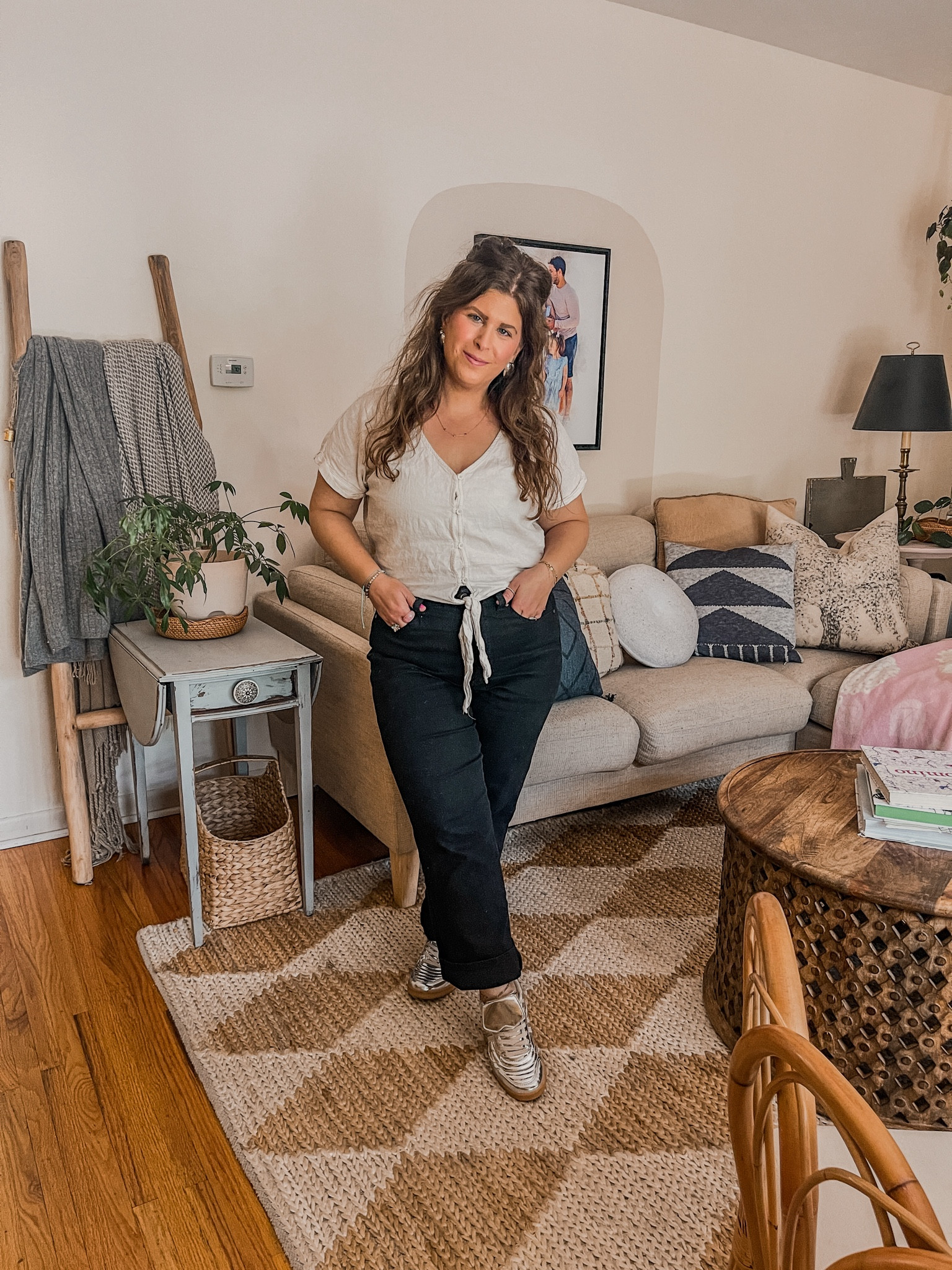 These sneakers are so cute and versatile. They fit tts—I’m in my normal 6.5. Come in other colors too! The jeans fit tts, in a size 6. The tie top is cropped & can be a little big, but wearing my normal size!



#LTKFindsUnder100 #LTKStyleTip #LTKShoeCrush