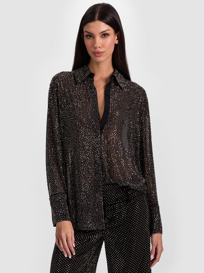 FINELY EMBELLISHED OVERSIZED BUTTON DOWN | Alice + Olivia