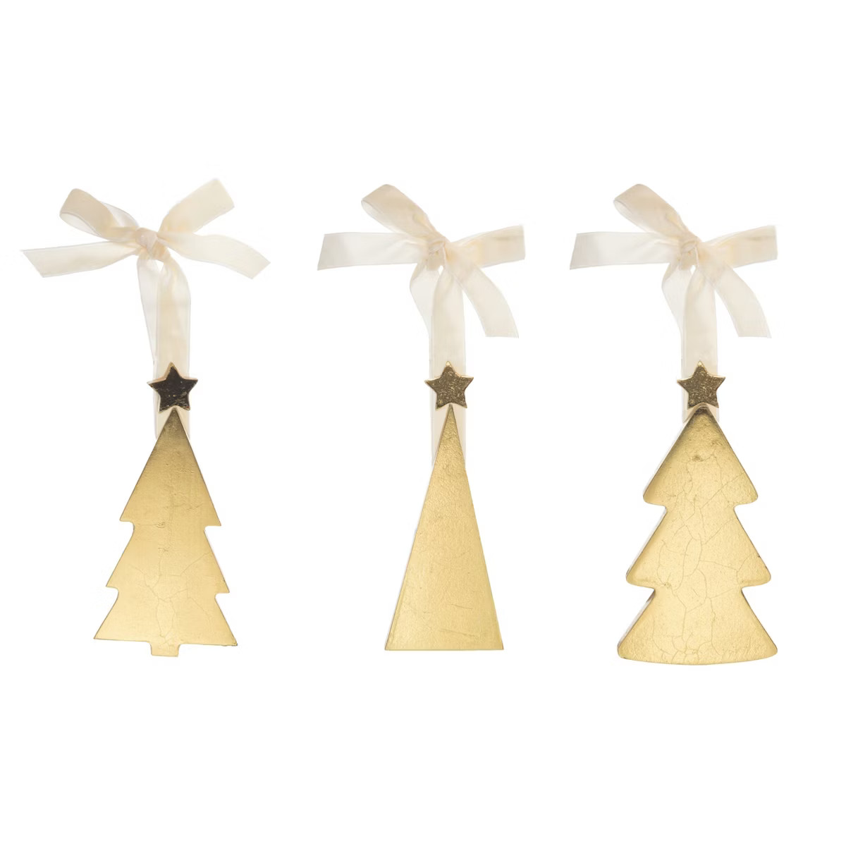 Transpac Christmas Holiday Gold Metallic Tree Ornament Set of 3, 4.75H inches | Target