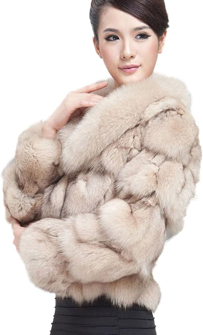 Fur Story Women's Genuine Fox Fur Coat Thick Warm Fur Jacket Winter coat | Amazon (US)