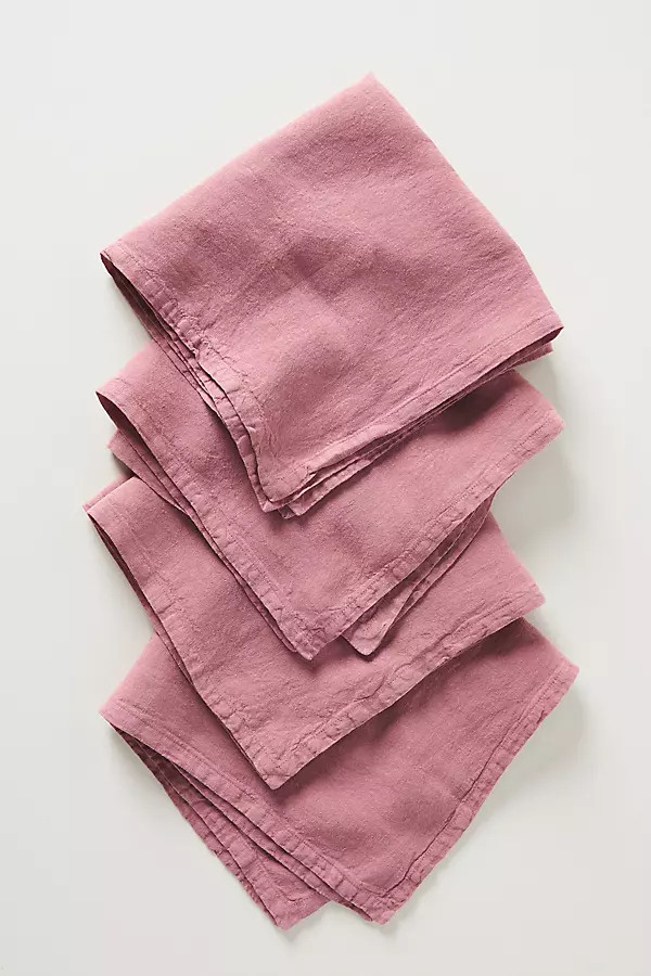 Edison Linen Napkins, Set of 4 By Anthropologie in Pink Size NAPKIN | Anthropologie (US)