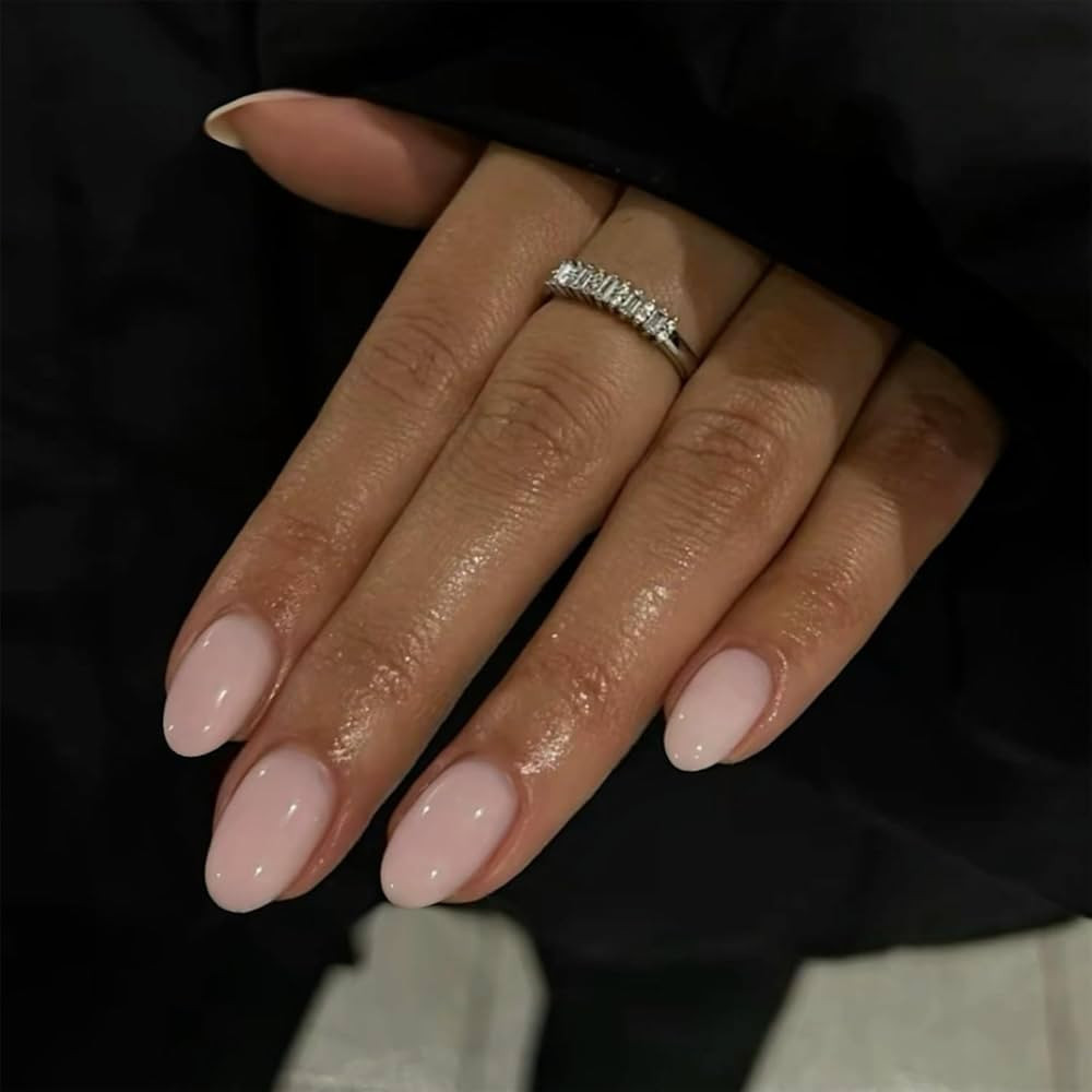 Dusty Pink Press on Nails Short Oval Acrylic Nails Press ons Solid Color Medium Short Oval Fake N... | Amazon (US)