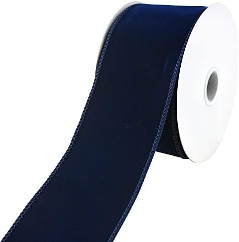 Homeford Christmas Royal Velvet Solid Wired Ribbon, 2-1/2-Inch, 10-Yard - Navy Blue | Amazon (US)