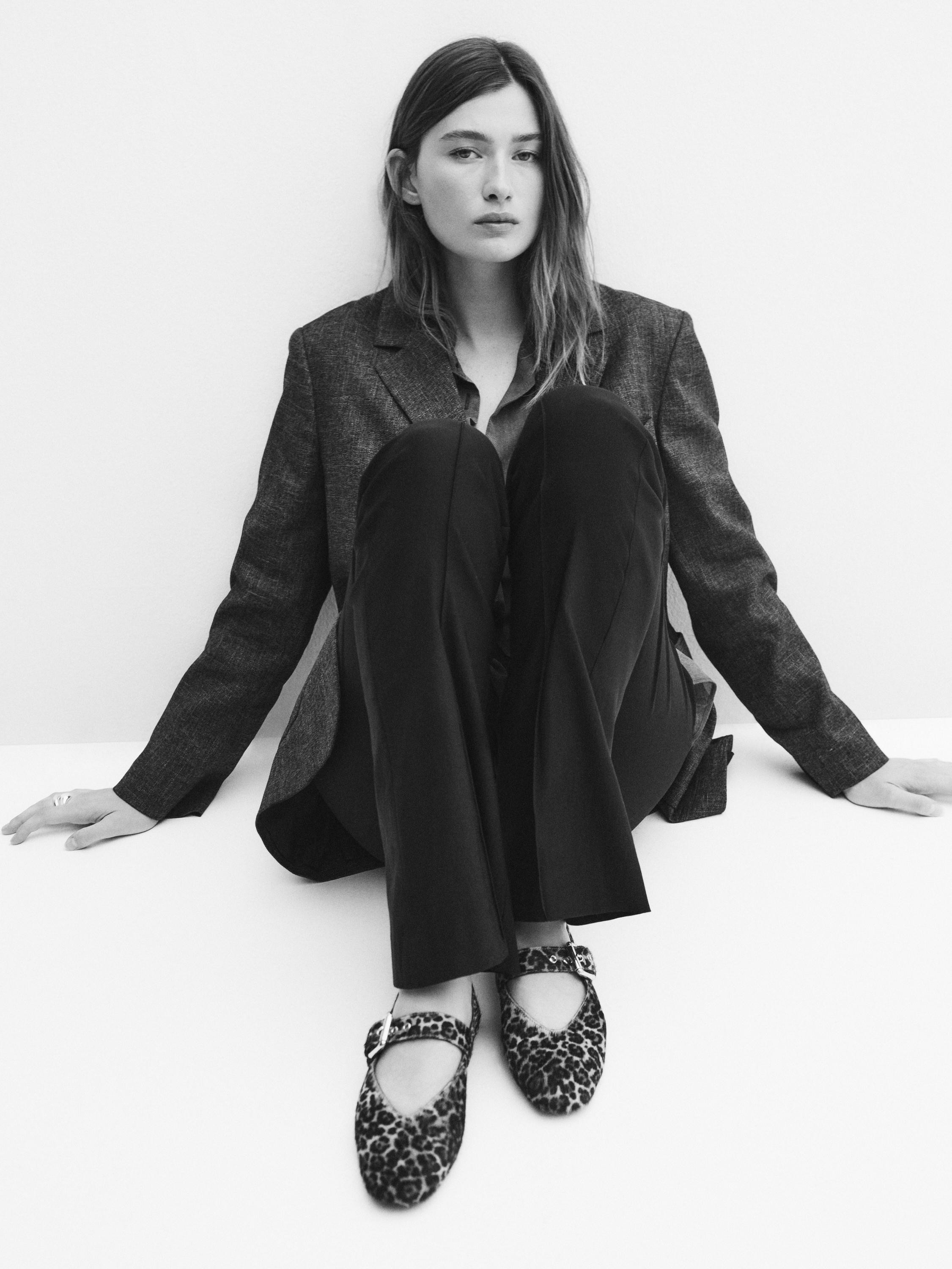 Animal print ballet flats with buckle | Massimo Dutti UK