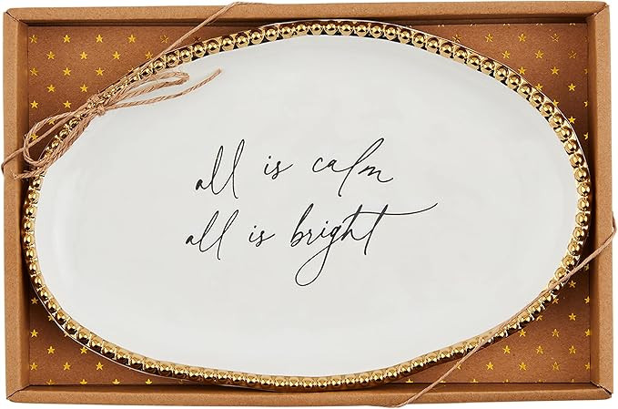 Mud Pie Calm Sentiment Plates, 6 1/2" x 10", WHITE | Amazon (US)