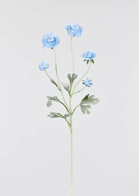 Soft Blue Faux Ranunculus Flowers - 28 | Afloral