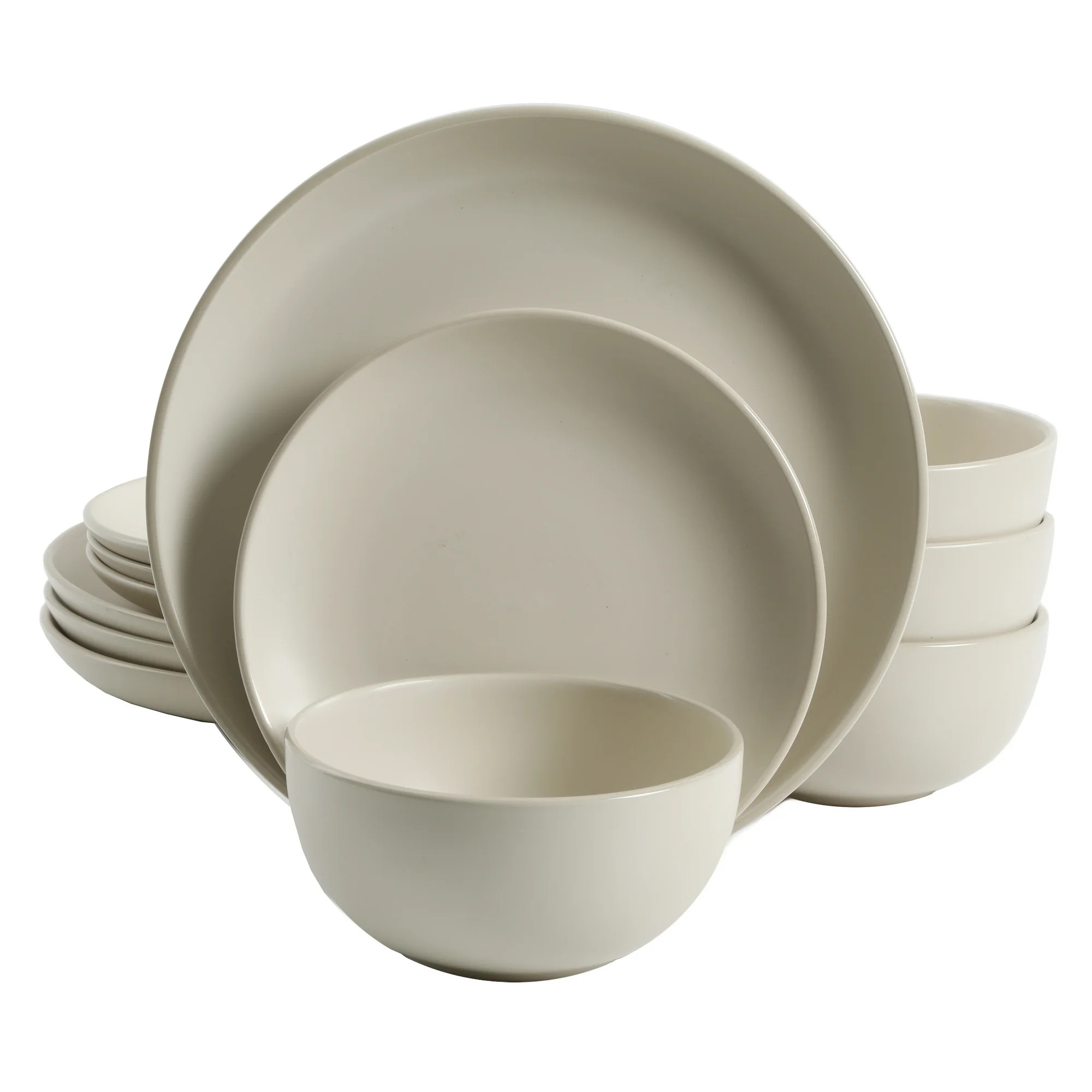 Better Homes & Gardens Zuri Matte 12-Piece Dinnerware Set, Cream | Walmart (US)