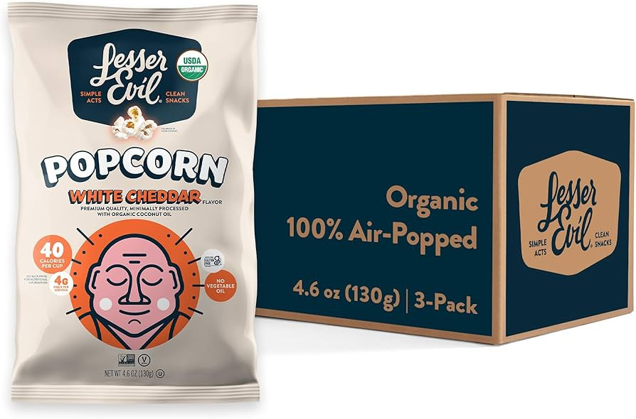 LesserEvil No Cheese Cheesiness Organic Popcorn, Premium Quality, Minimally Processed, No Vegetab... | Amazon (US)