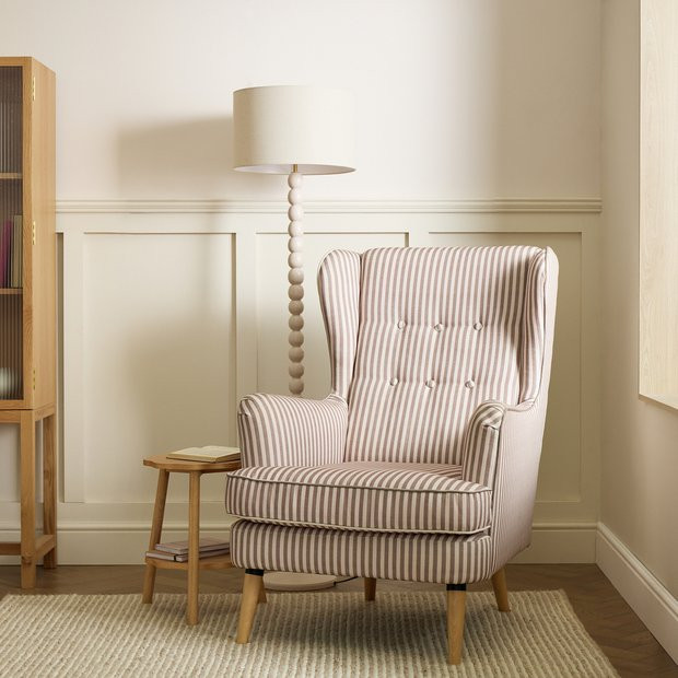 Buy Habitat Callie Fabric Wingback Chair - Natural Stripe | Armchairs | Habitat | Habitat UK