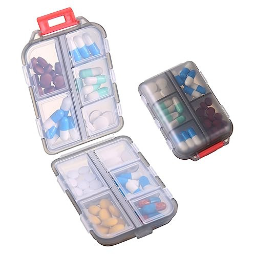 Zuihug 1Pack Travel Pill Organizer - 10 Compartments Pill Case, Compact and Portable Pill Box, Perfect for On-The-Go Storage, Pill Holder for Purse Gray | Amazon (US)