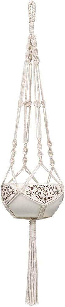 Mkono Macrame Plant Hanger Indoor Outdoor Hanging Planter Basket Cotton Rope 4 Legs 41 Inch | Amazon (US)