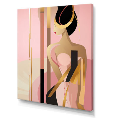 Sensual Elegance Art Nouveau Woman Portrait - Modern Geometric Canvas Wall Art | Wayfair North America