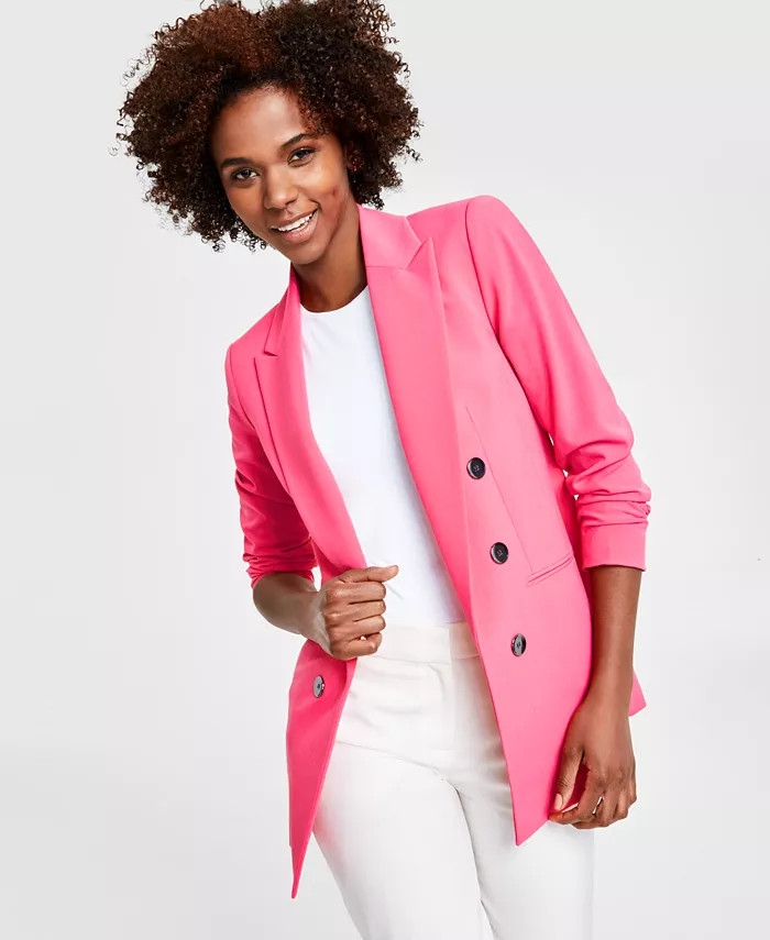 Bar III Women's Faux Double-Breasted Boyfriend Jacket, Created for Macy's - Macy's | Macy's