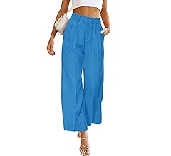 PRETTYGARDEN Women's Casual Summer Work Pants High Waisted Palazzo Pant Flowy Wide Leg Trousers w... | Amazon (US)