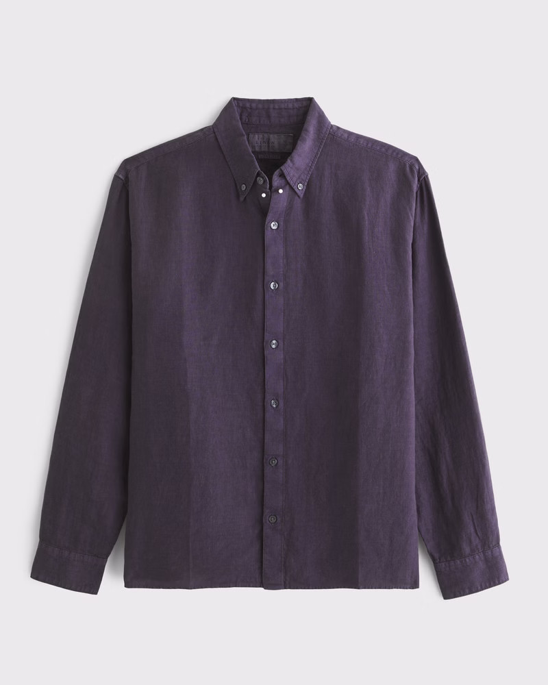 Linen Button-Up Shirt | Abercrombie & Fitch (US)