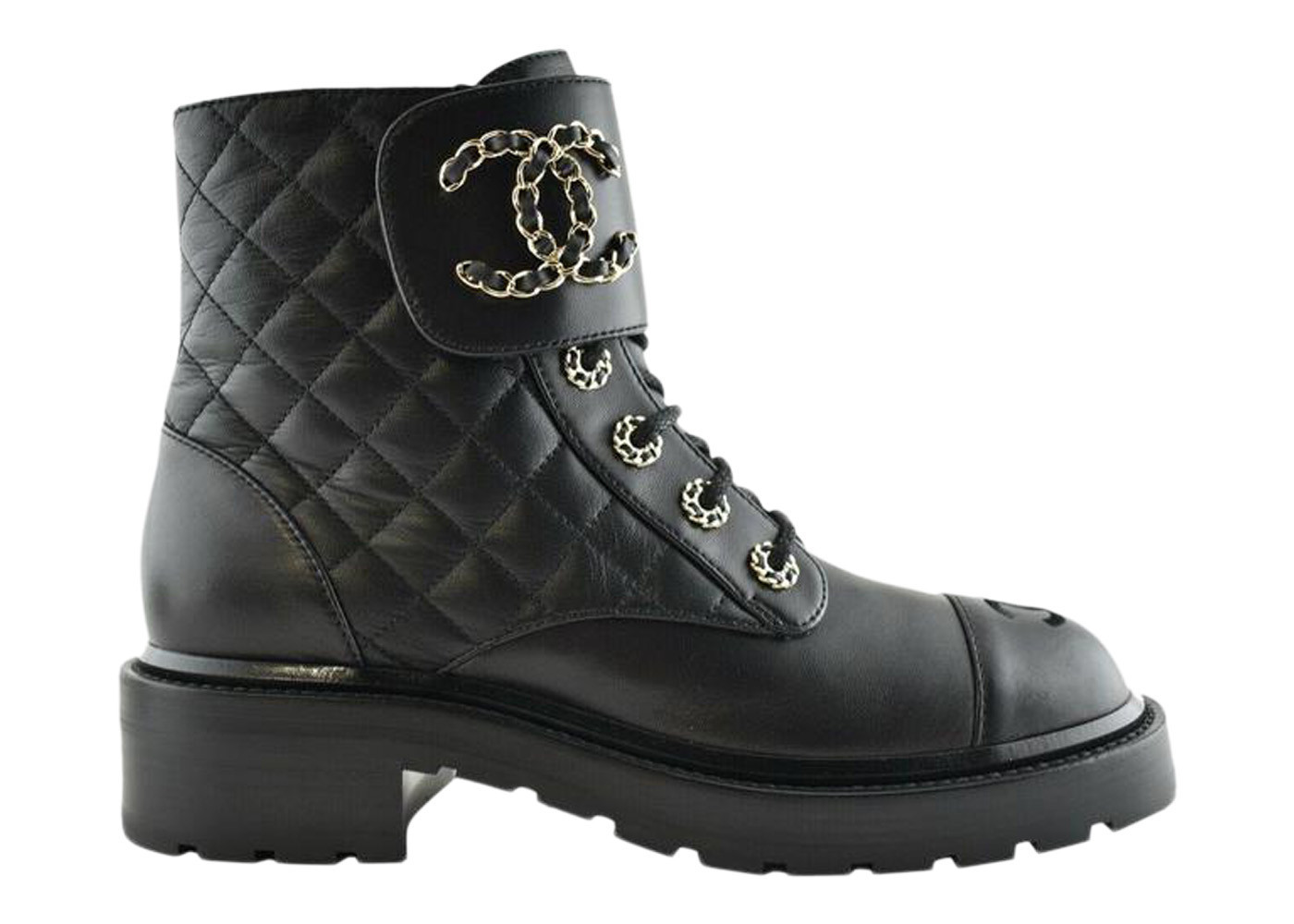 Women's Chanel Quilted Combat Boot Leather Sneakers in Black | StockX