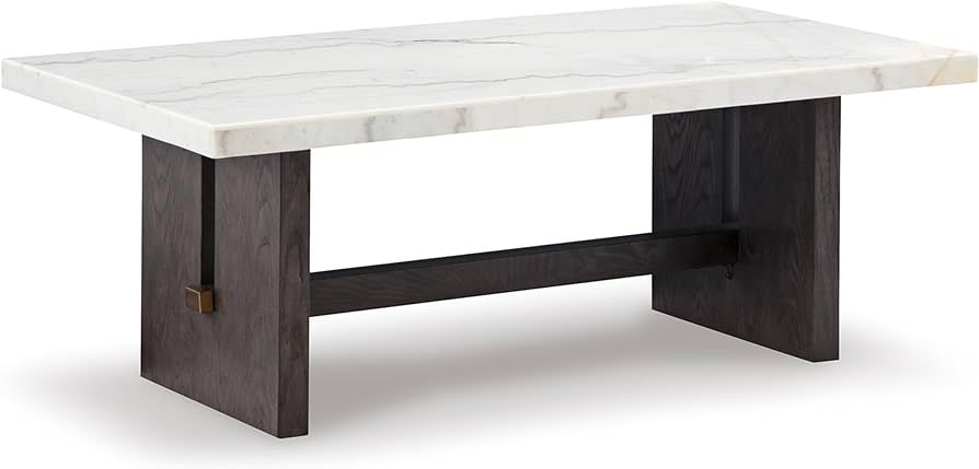 Signature Design by Ashley Burkhaus Traditional Rectangular Coffee Table with Marble Tabletop, Da... | Amazon (US)