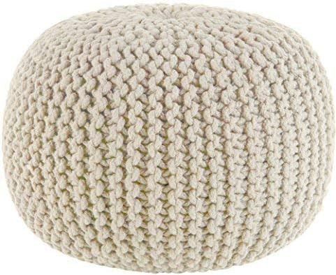 COTTON CRAFT - Hand Knitted Cable Style Dori Pouf - Ivory - Floor Ottoman - 100% Cotton Braid Cor... | Amazon (US)