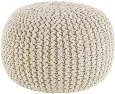 COTTON CRAFT - Hand Knitted Cable Style Dori Pouf - Ivory - Floor Ottoman - 100% Cotton Braid Cor... | Amazon (US)