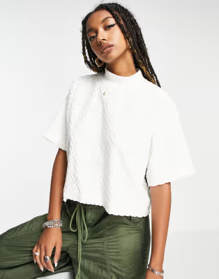 Nike jacquard all over print boxy t-shirt in cream | ASOS (Global)