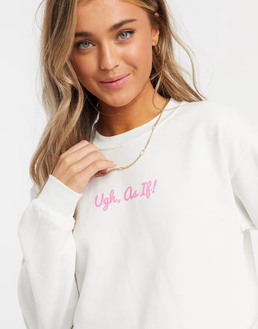 Skinnydip x clueless oversized sweatshirt with ugh print-White | ASOS (Global)