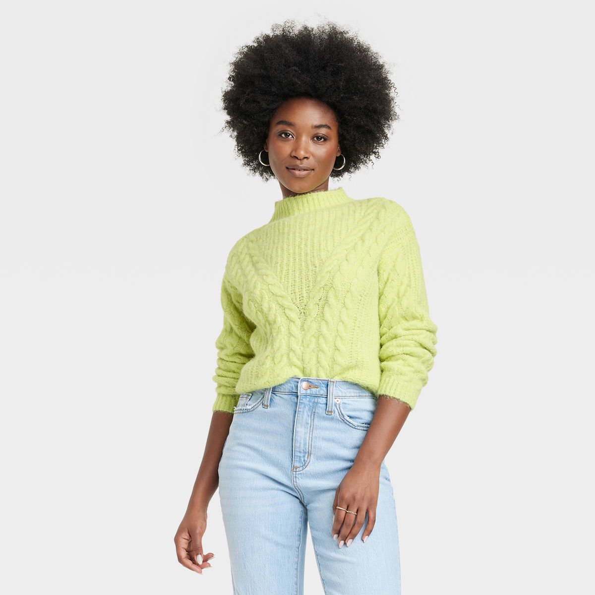 Women's Cable Mock Turtleneck Pullover Sweater - Universal Thread™ | Target