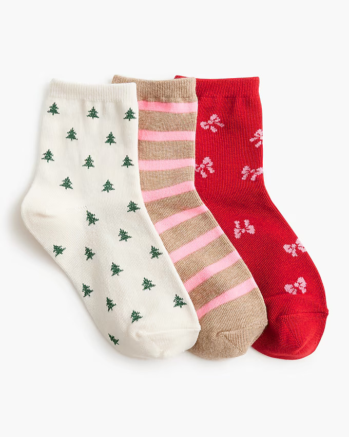 Girls' festive holiday socks pack-of-three | J.Crew Factory